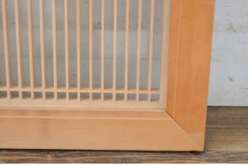 ビンテージ建具　両面ガラス　繊細な格子が目を惹く筬(おさ)欄間1枚(明り取り、明かり取り、オサランマ、ヴィンテージ、建具)(R-064628)