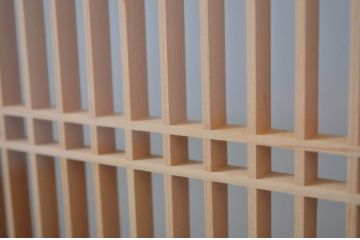 ビンテージ建具　両面ガラス　組子入の大ぶりな書院ガラス戸2枚セット(窓、書院戸、引き戸、ヴィンテージ)(R-064629)
