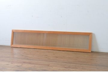 ビンテージ建具　両面ガラス　繊細な格子が目を惹く筬(おさ)欄間1枚(明り取り、明かり取り、オサランマ、ヴィンテージ、建具)(R-064630)