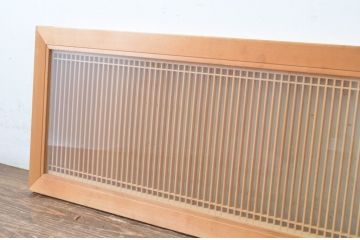 ビンテージ建具　両面ガラス　繊細な格子が目を惹く筬(おさ)欄間1枚(明り取り、明かり取り、オサランマ、ヴィンテージ、建具)(R-064630)