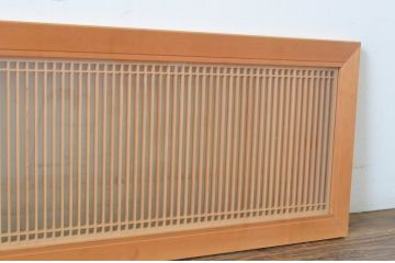 ビンテージ建具　両面ガラス　繊細な格子が目を惹く筬(おさ)欄間1枚(明り取り、明かり取り、オサランマ、ヴィンテージ、建具)(R-064630)