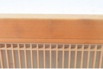 ビンテージ建具　両面ガラス　繊細な格子が目を惹く筬(おさ)欄間1枚(明り取り、明かり取り、オサランマ、ヴィンテージ、建具)(R-064630)