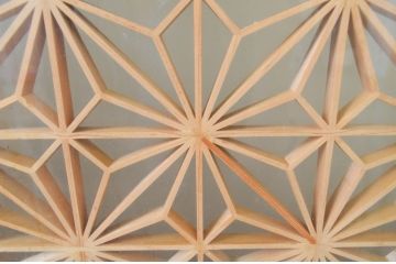 ビンテージ建具　両面ガラス　組子入の大ぶりな書院ガラス戸2枚セット(窓、書院戸、引き戸、ヴィンテージ)(R-064631)