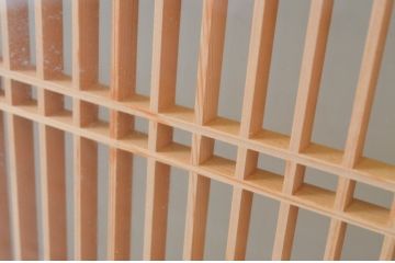 ビンテージ建具　両面ガラス　組子入の大ぶりな書院ガラス戸2枚セット(窓、書院戸、引き戸、ヴィンテージ)(R-064631)