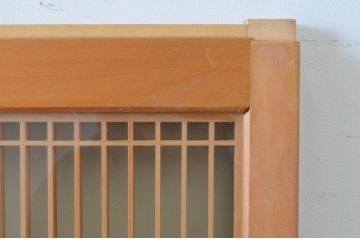 ビンテージ建具　両面ガラス　組子入の大ぶりな書院ガラス戸2枚セット(窓、書院戸、引き戸、ヴィンテージ)(R-064631)