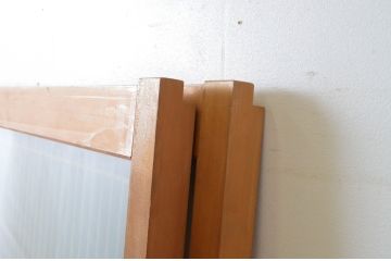 ビンテージ建具　両面ガラス　組子入の大ぶりな書院ガラス戸2枚セット(窓、書院戸、引き戸、ヴィンテージ)(R-064631)