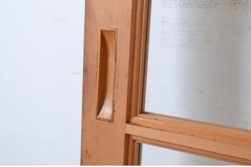 中古　美品　上質な面取り細工のガラス舞良戸2枚セット(まいらど、板戸、引き戸、ガラス戸、横格子戸)(R-064632)