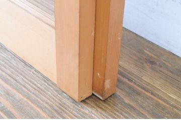 中古　美品　上質な面取り細工のガラス舞良戸2枚セット(まいらど、板戸、引き戸、ガラス戸、横格子戸)(R-064632)