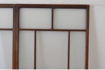 アンティーク建具　存在感のあるデザインの大正ロマンガラス戸2枚セット(引き戸、建具)(R-064633)