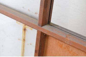 アンティーク建具　存在感のあるデザインの大正ロマンガラス戸2枚セット(引き戸、建具)(R-064633)