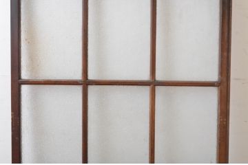 アンティーク建具　マス目格子とダイヤガラスが印象的なガラス戸1枚(きつね格子、狐格子、引き戸、升目)(R-064634)