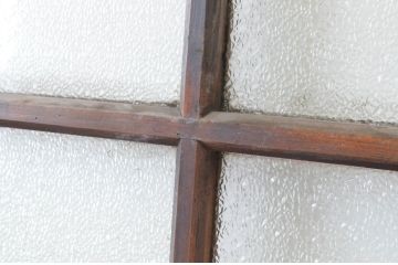 アンティーク建具　マス目格子とダイヤガラスが印象的なガラス戸1枚(きつね格子、狐格子、引き戸、升目)(R-064634)