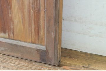 アンティーク建具　マス目格子とダイヤガラスが印象的なガラス戸1枚(きつね格子、狐格子、引き戸、升目)(R-064634)