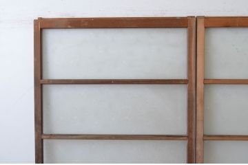 アンティーク建具　縦桟リメイク!!　レトロな空間づくりにおすすめのガラス戸2枚セット(引き戸)(R-064635)