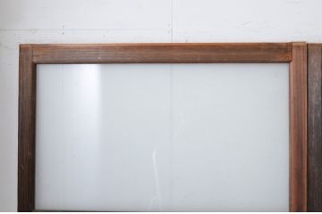 アンティーク建具　古い木味のシンプルなガラス戸4枚セット(引き戸)(R-064638)