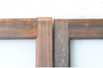 アンティーク建具　古い木味のシンプルなガラス戸4枚セット(引き戸)(R-064638)