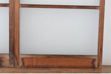 アンティーク建具　古い木味のシンプルなガラス戸4枚セット(引き戸)(R-064638)