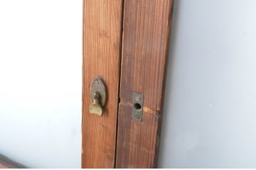 アンティーク建具　古い木味のシンプルなガラス戸4枚セット(引き戸)(R-064638)