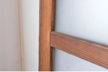 アンティーク建具　古い木味のシンプルなガラス戸4枚セット(引き戸)(R-064638)