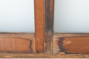 アンティーク建具　古い木味のシンプルなガラス戸4枚セット(引き戸)(R-064638)