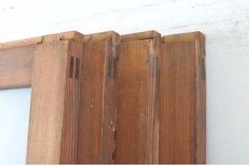 アンティーク建具　古い木味のシンプルなガラス戸4枚セット(引き戸)(R-064638)