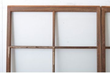 アンティーク建具　経年を感じさせる木味が魅力のガラス戸3枚セット(引き戸)(R-064639)