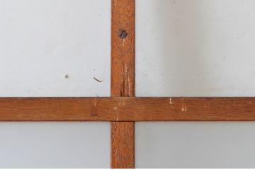 アンティーク建具　経年を感じさせる木味が魅力のガラス戸3枚セット(引き戸)(R-064639)