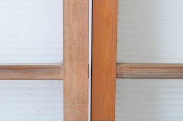 アンティーク建具　昭和レトロな雰囲気のモールガラス入り引き戸2枚セット(ガラス戸)(R-064640)