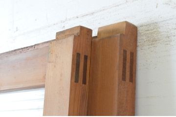 アンティーク建具　昭和レトロな雰囲気のモールガラス入り引き戸2枚セット(ガラス戸)(R-064640)
