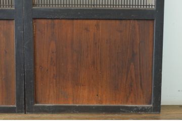 アンティーク建具　使い込まれた雰囲気の格子帯戸3枚セット(引き戸、板戸、格子戸)(R-064641)