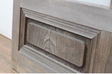 アンティーク建具　上手物!!　腰板欅(ケヤキ)材　和の空間作りにおすすめの玄関戸2枚セット(ガラス戸、引き戸)(R-064642)