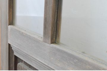 アンティーク建具　上手物!!　腰板欅(ケヤキ)材　和の空間作りにおすすめの玄関戸2枚セット(ガラス戸、引き戸)(R-064642)