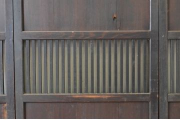 アンティーク建具　落ち着いた和の空間を演出する格子帯戸3枚セット(格子戸、引き戸)(R-064643)
