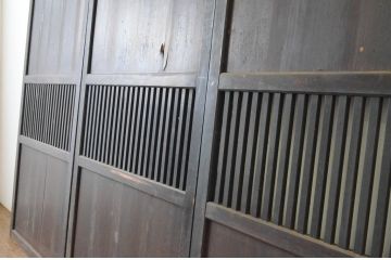 アンティーク建具　落ち着いた和の空間を演出する格子帯戸3枚セット(格子戸、引き戸)(R-064643)