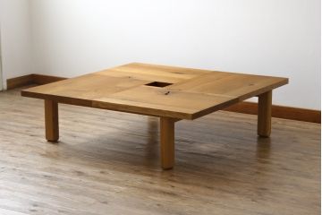 中古　飛騨産業　キツツキ　森のことばシリーズ　SN161T　優しい木の温もり溢れる正方形フロアテーブル(座卓、ローテーブル、センターテーブル)(定価約18万9千円)(R-064659)