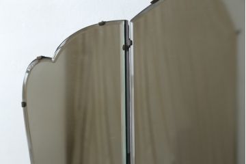 イギリスアンティーク　オーク材　品のある猫脚のデザインがお洒落な三面鏡のドレッサー(鏡台、化粧台、ミラー)(R-064661)