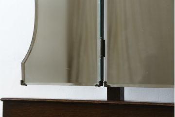 イギリスアンティーク　オーク材　品のある猫脚のデザインがお洒落な三面鏡のドレッサー(鏡台、化粧台、ミラー)(R-064661)