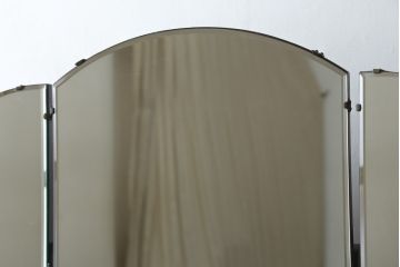 イギリスアンティーク　オーク材　品のある猫脚のデザインがお洒落な三面鏡のドレッサー(鏡台、化粧台、ミラー)(R-064661)
