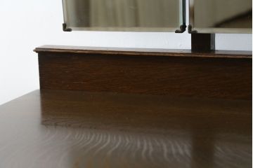 イギリスアンティーク　オーク材　品のある猫脚のデザインがお洒落な三面鏡のドレッサー(鏡台、化粧台、ミラー)(R-064661)