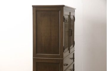和製ビンテージ　神戸洋家具　優美な彫刻デザインが目を惹く和タンス(着物箪笥、収納たんす、衣装箪笥、整理箪笥、引き出し、ヴィンテージ)(R-064662)