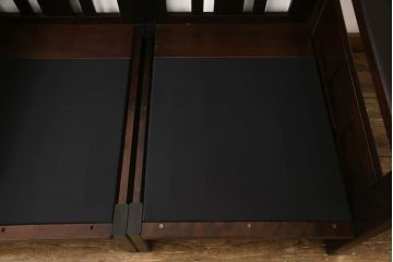 中古　北海道民芸家具　直線的なシルエットと落ち着いた色合いが素敵な2人掛けソファ(二人掛け、2P、アームソファ)(R-064667)
