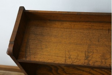 和製アンティーク　栓材　くっきりとした杢目が目を惹く珍しいデザインの扉付きクサビ本棚　(R-064671)