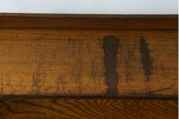 和製アンティーク　栓材　くっきりとした杢目が目を惹く珍しいデザインの扉付きクサビ本棚　(R-064671)