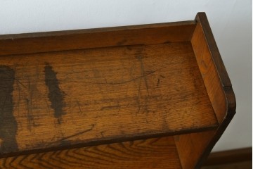 和製アンティーク　栓材　くっきりとした杢目が目を惹く珍しいデザインの扉付きクサビ本棚　(R-064671)