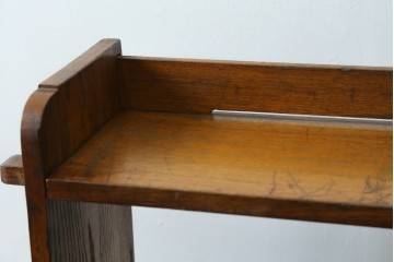 和製アンティーク　栓材　くっきりとした杢目が目を惹く珍しいデザインの扉付きクサビ本棚　(R-064671)