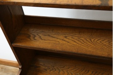 和製アンティーク　栓材　くっきりとした杢目が目を惹く珍しいデザインの扉付きクサビ本棚　(R-064671)