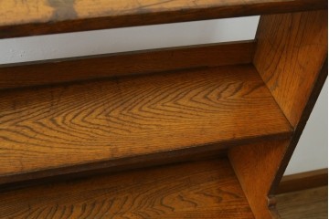 和製アンティーク　栓材　くっきりとした杢目が目を惹く珍しいデザインの扉付きクサビ本棚　(R-064671)