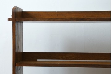 和製アンティーク　栓材　くっきりとした杢目が目を惹く珍しいデザインの扉付きクサビ本棚　(R-064671)