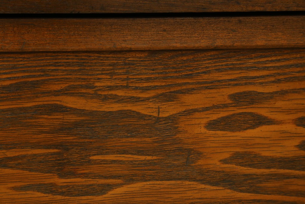 和製アンティーク　栓材　くっきりとした杢目が目を惹く珍しいデザインの扉付きクサビ本棚　(R-064671)