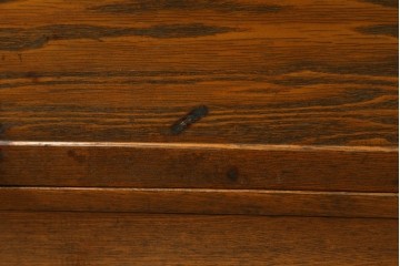 和製アンティーク　栓材　くっきりとした杢目が目を惹く珍しいデザインの扉付きクサビ本棚　(R-064671)